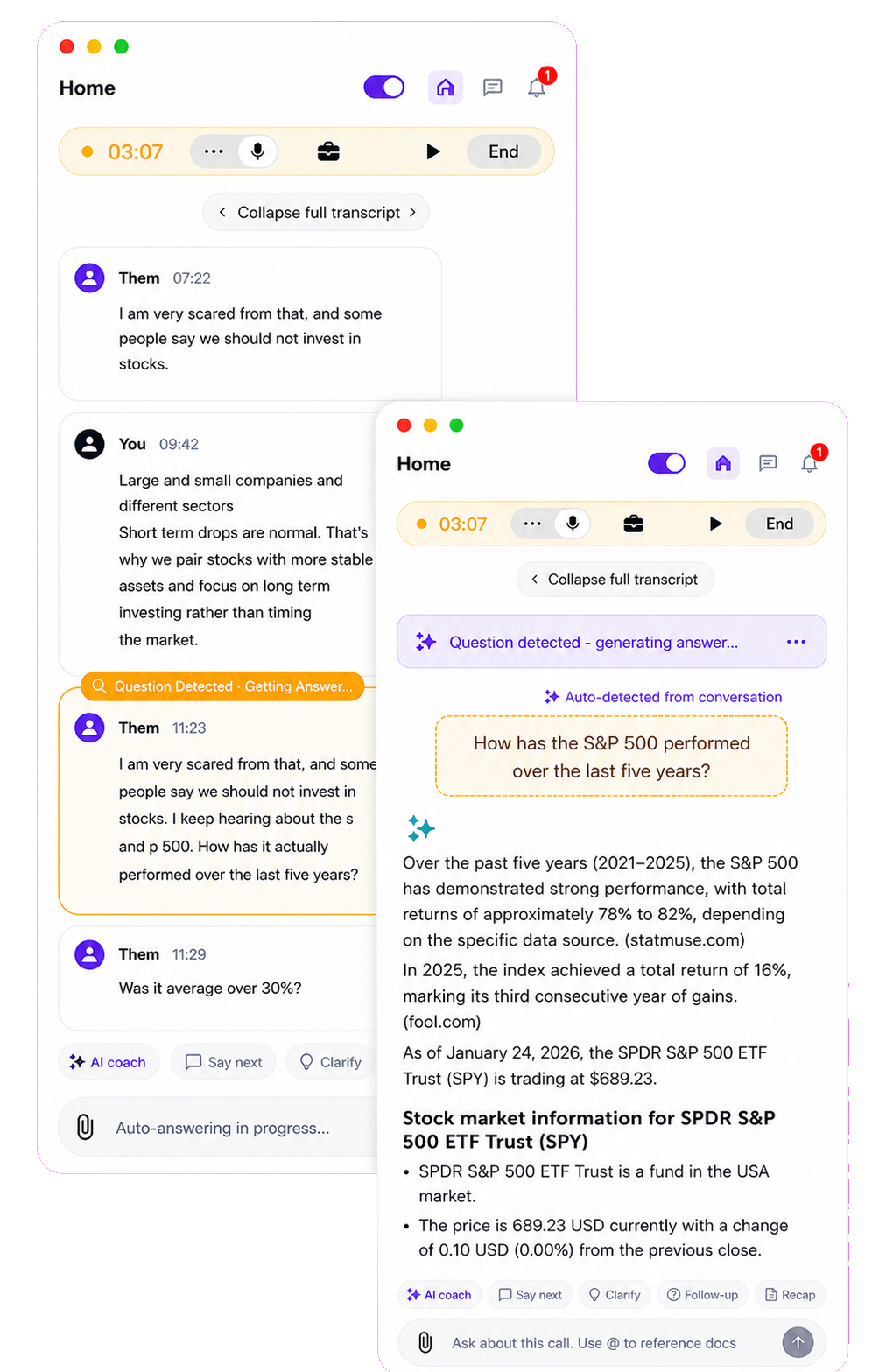 Automated question detection & answer