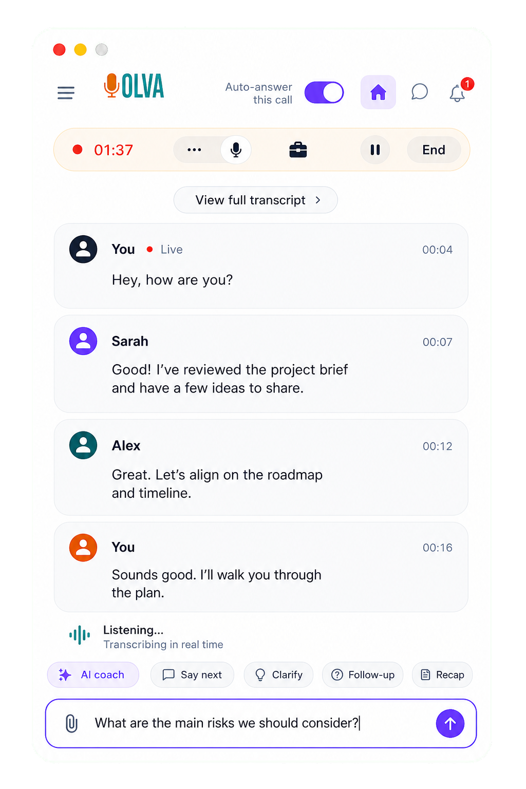 Capture conversation in real time