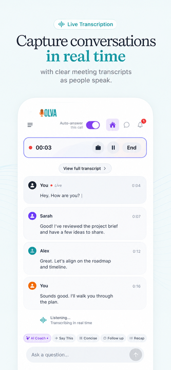Live transcription